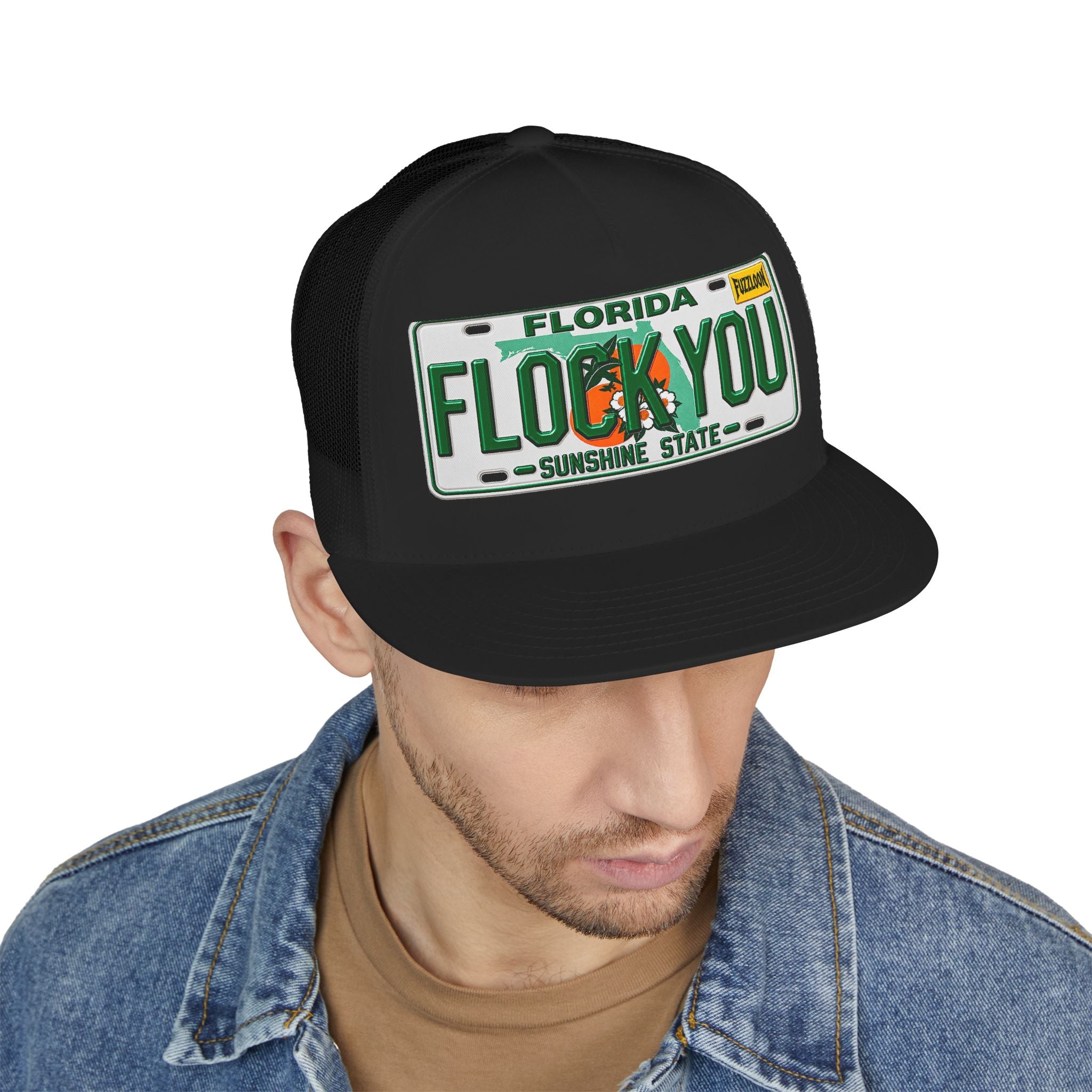 FLOCK YOU! 5 Panel FLAT BILL Trucker Hat