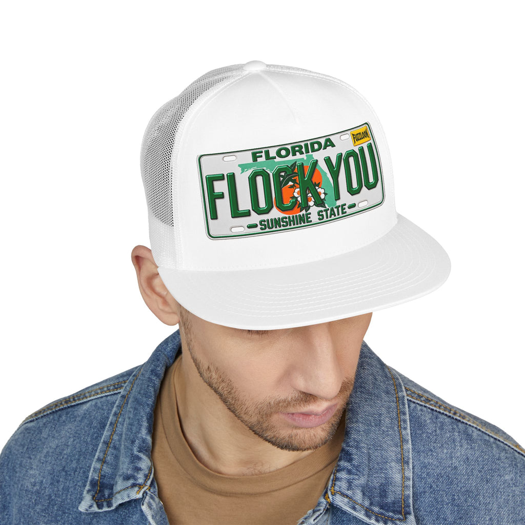 FLOCK YOU! 5 Panel FLAT BILL Trucker Hat