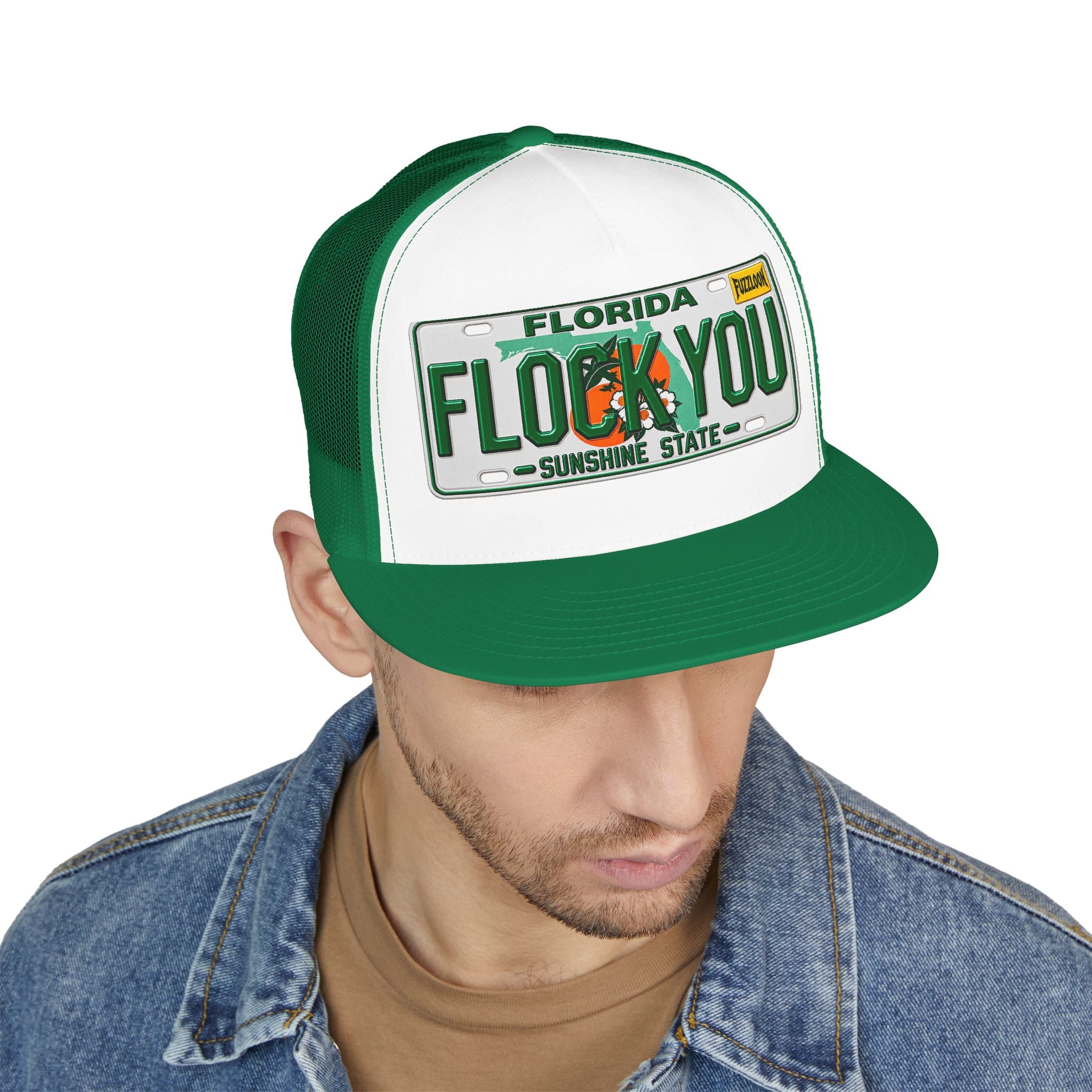 FLOCK YOU! 5 Panel FLAT BILL Trucker Hat