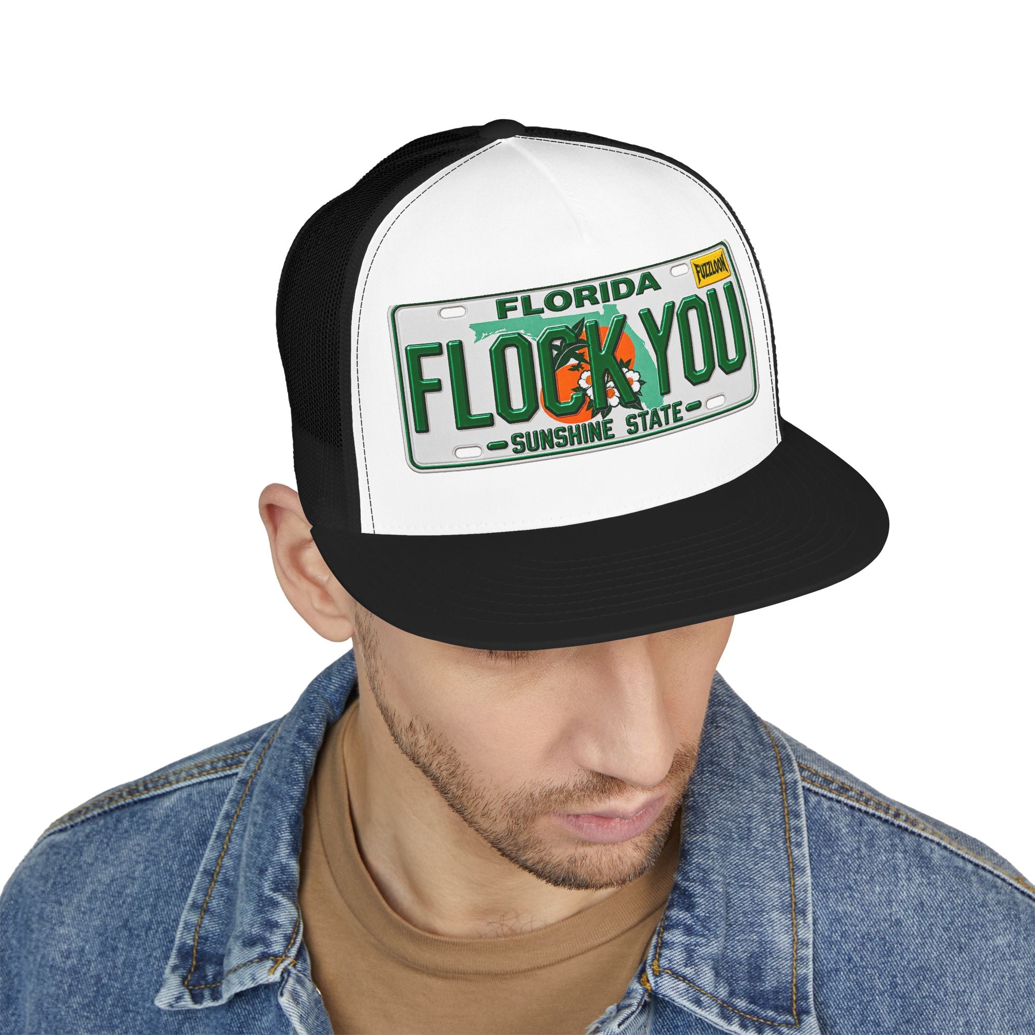 FLOCK YOU! 5 Panel FLAT BILL Trucker Hat
