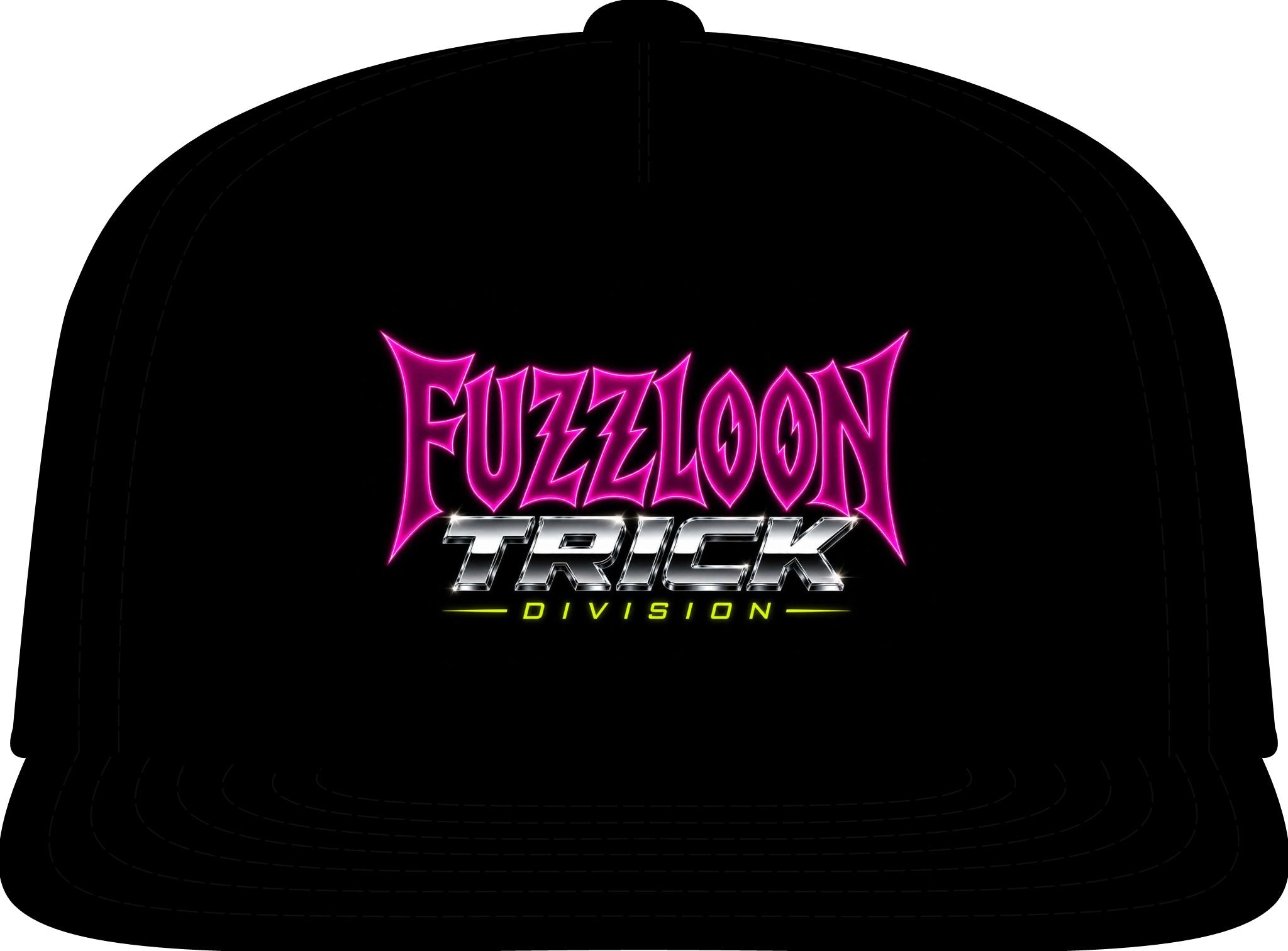 Fuzzloon Trick Division Snapback Cap — Retro Neon Logo Hat