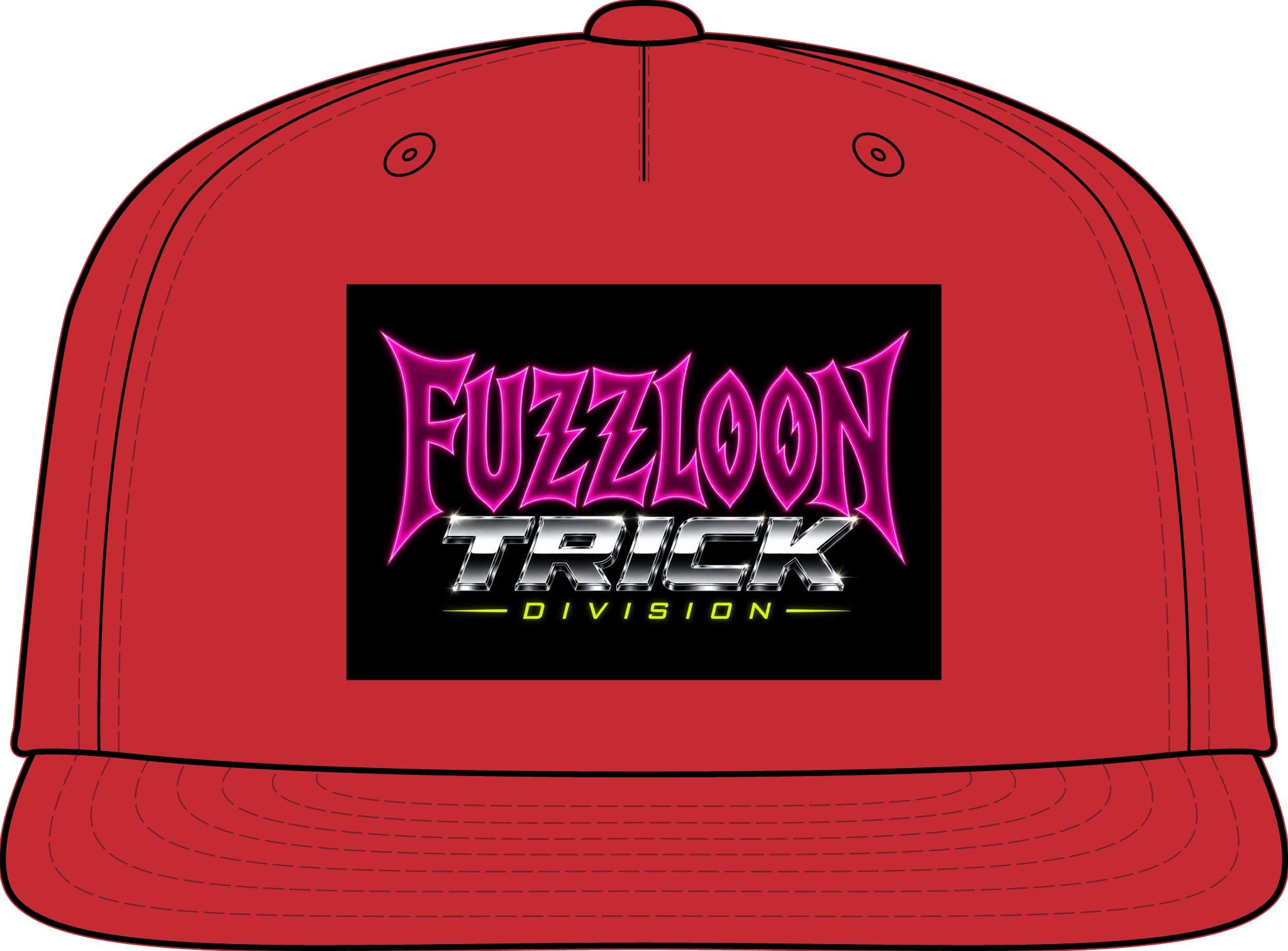 Fuzzloon Trick Division Snapback Cap — Retro Neon Logo Hat