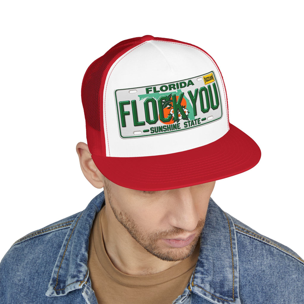 FLOCK YOU! 5 Panel FLAT BILL Trucker Hat