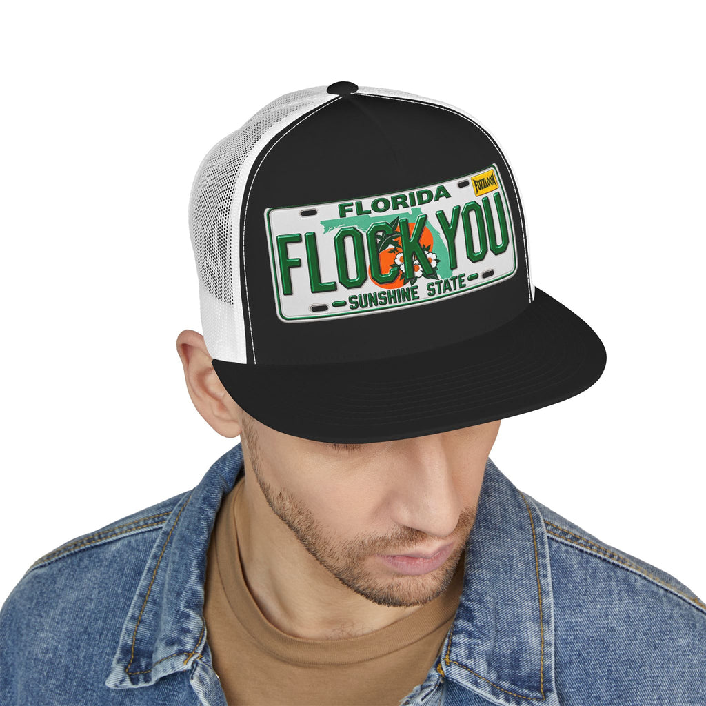 FLOCK YOU! 5 Panel FLAT BILL Trucker Hat