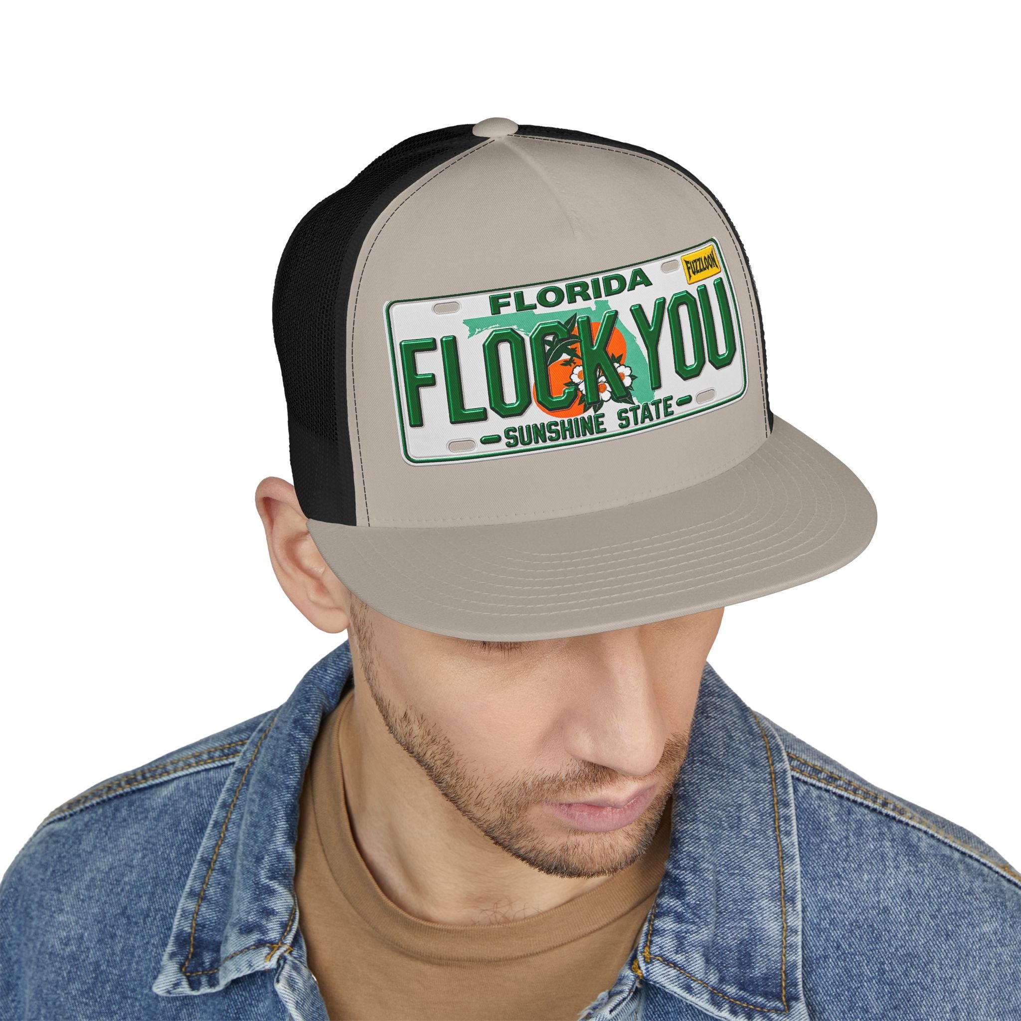 FLOCK YOU! 5 Panel FLAT BILL Trucker Hat